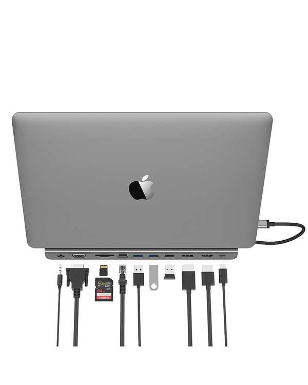 داک استیشن 11 پورت USB-C لنشن Lention مدل C95 خاکستری - تصویر 4