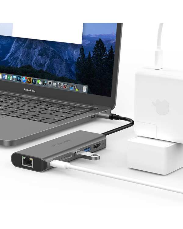 هاب 6 پورت USB-C لنشن Lention مدل C68 نقره ای - تصویر 3