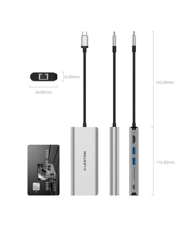 هاب 6 پورت USB-C لنشن Lention مدل C68 نقره ای - تصویر 6