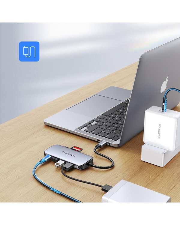 هاب 8 پورت USB-C لنشن Lention مدل C48 خاکستری - تصویر 4