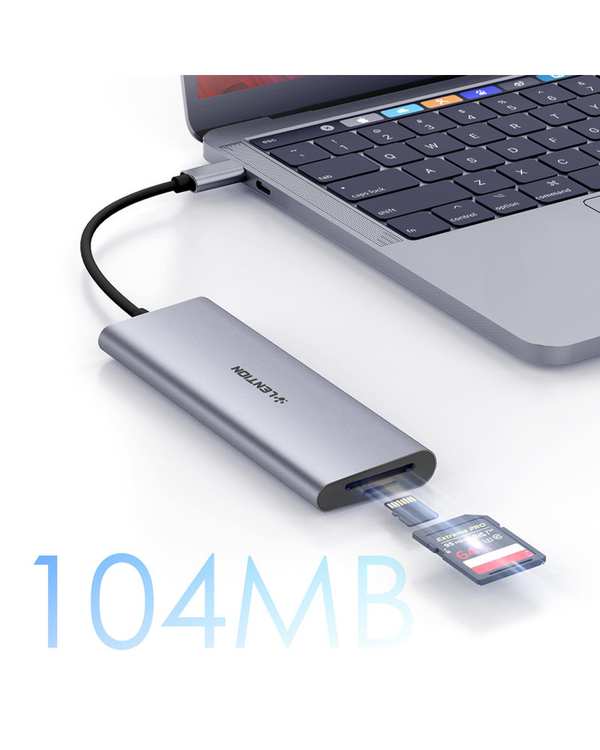 هاب 7 پورت USB-C لنشن Lention مدل C36B-HCR خاکستری - تصویر 3