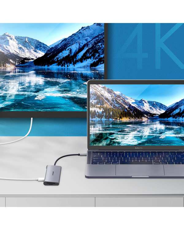 هاب 7 پورت USB-C لنشن Lention مدل C36B-HCR خاکستری - تصویر 5