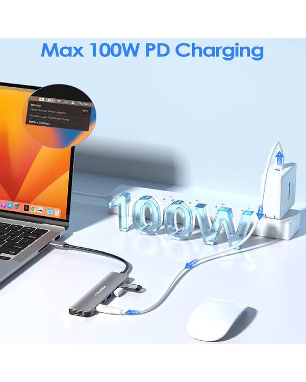 هاب 6 پورت USB-C لنشن Lention مدل CE35s خاکستری - تصویر 3