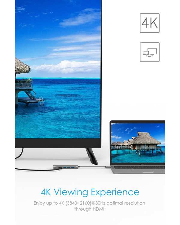 هاب 6 پورت USB-C لنشن Lention مدل C34 خاکستری - تصویر 3