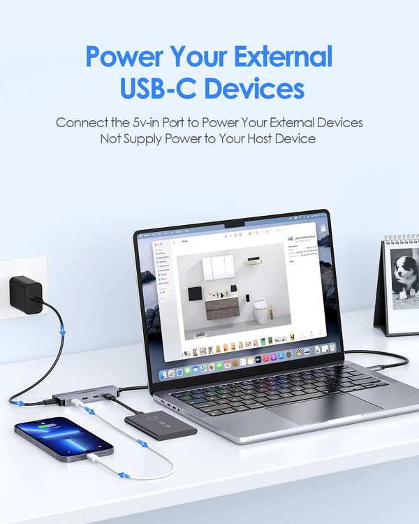 هاب 5 پورت USB-C لنشن Lention مدل CE31 خاکستری - تصویر 8