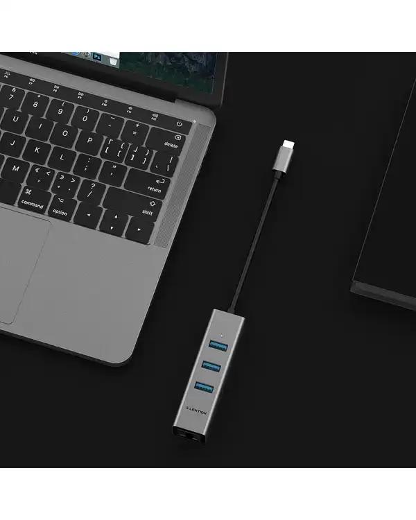 هاب 4 پورت USB-C لنشن Lention مدل C23s خاکستری - تصویر 4