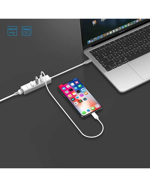 هاب 4 پورت USB-C لنشن Lention مدل C23s نقره ای - تصویر 6