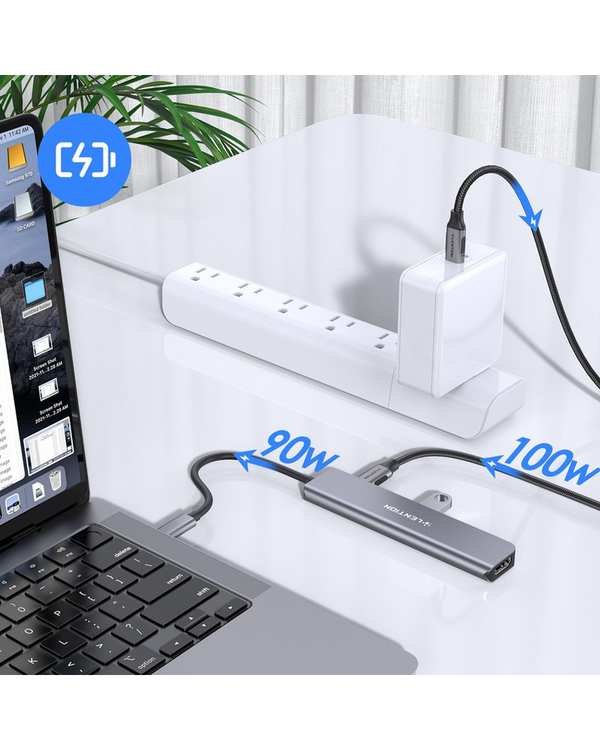هاب 7 پورت USB-C لنشن Lention مدل CE18 خاکستری - تصویر 4