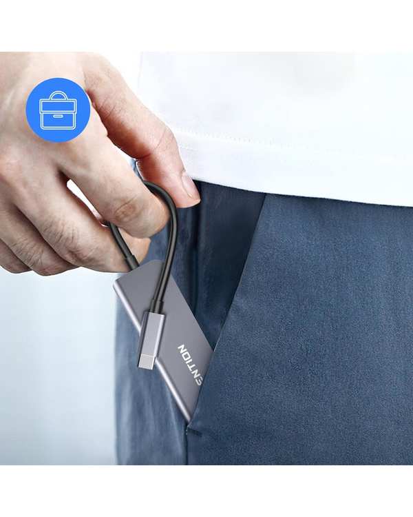 هاب 7 پورت USB-C لنشن Lention مدل CE18 خاکستری - تصویر 5