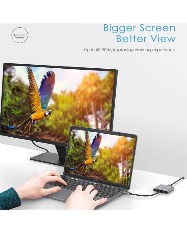 هاب 3 پورت USB-C لنشن Lention مدل C14 خاکستری - تصویر 3
