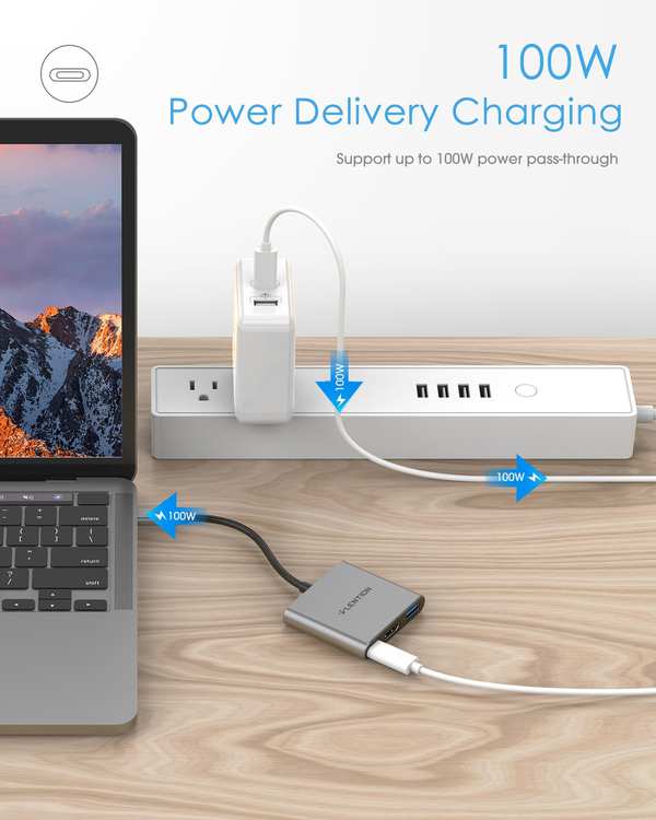 هاب 3 پورت USB-C لنشن Lention مدل C14 خاکستری - تصویر 5
