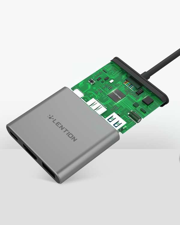 هاب 3 پورت USB-C لنشن Lention مدل C14 خاکستری - تصویر 6