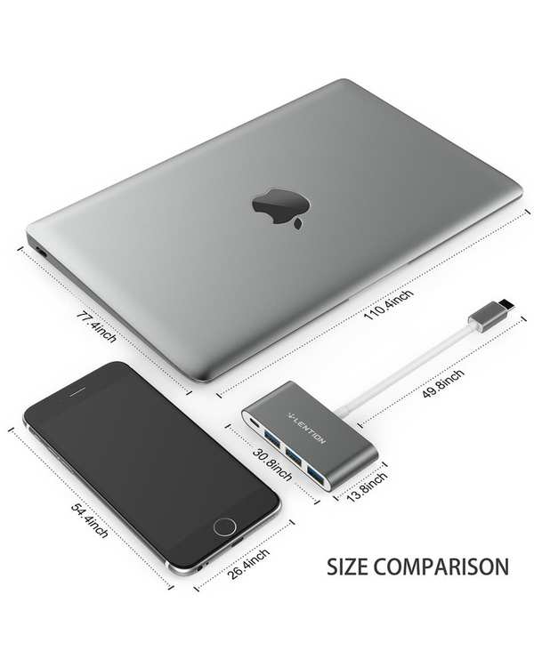 هاب 4 پورت USB-C لنشن Lention مدل C13SE خاکستری - تصویر 4