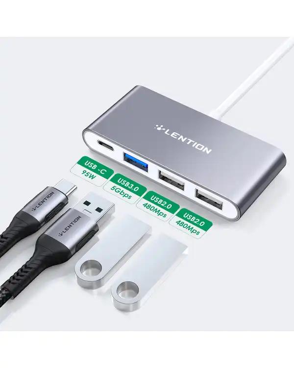 هاب 4 پورت USB-C لنشن Lention مدل C13 خاکستری - تصویر 3