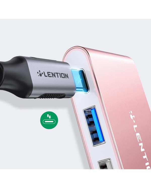 هاب 4 پورت USB-C لنشن Lention مدل C13 رزگلد - تصویر 3