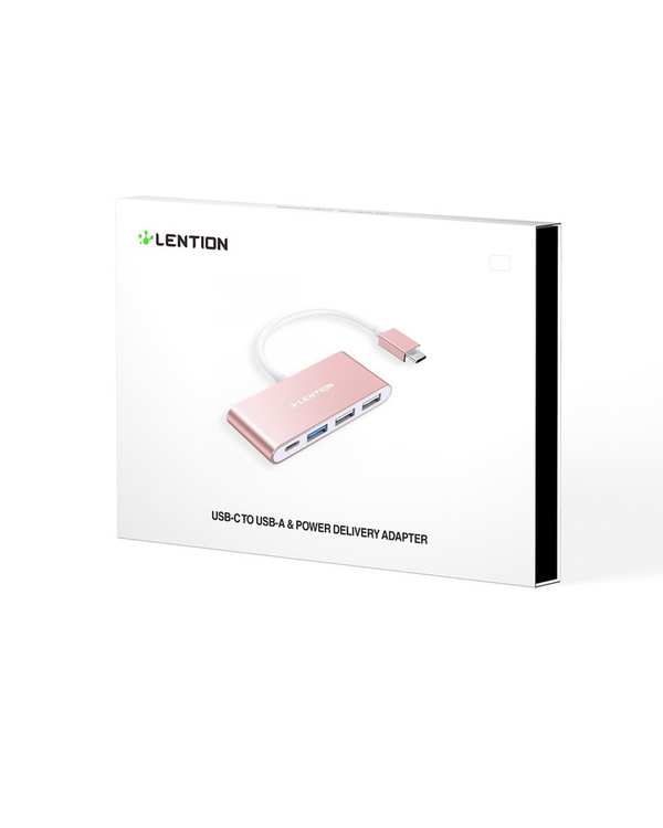 هاب 4 پورت USB-C لنشن Lention مدل C13 رزگلد - تصویر 4