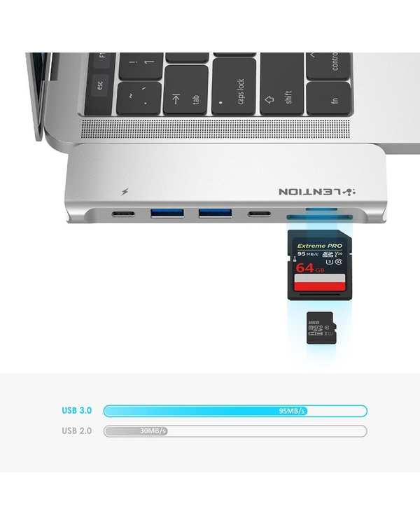 هاب 7 پورت USB-C لنشن Lention مدل CS64 نقره ای - تصویر 5