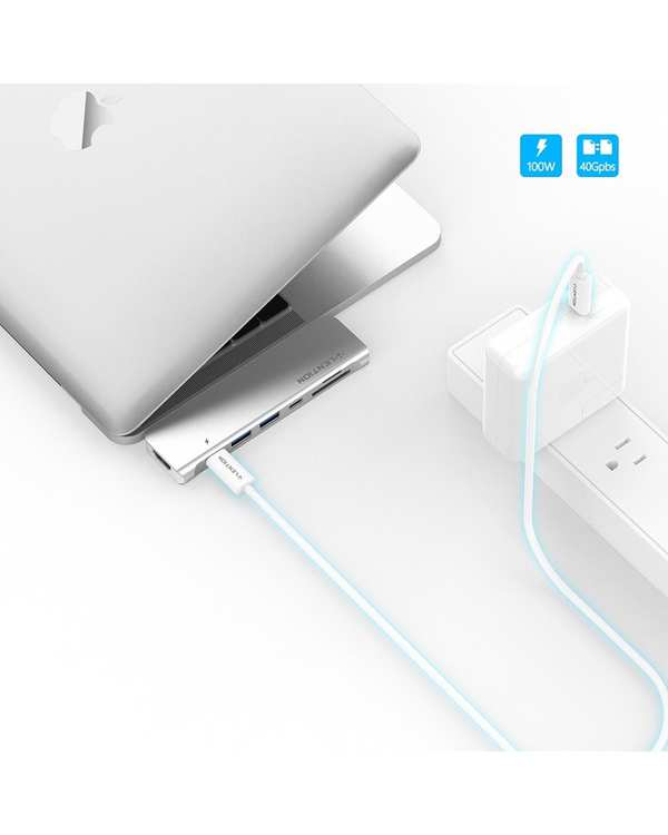 هاب 7 پورت USB-C لنشن Lention مدل CS64 نقره ای - تصویر 6