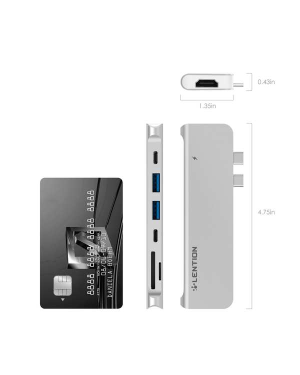 هاب 7 پورت USB-C لنشن Lention مدل CS64 نقره ای - تصویر 7