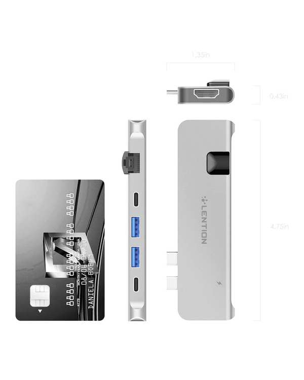 هاب 6 پورت USB-C لنشن Lention مدل CS65 نقره ای - تصویر 4