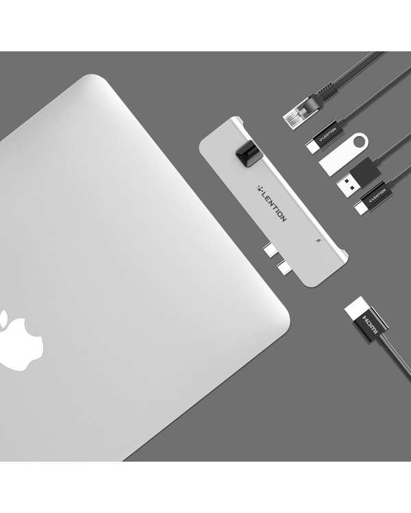 هاب 6 پورت USB-C لنشن Lention مدل CS65 نقره ای - تصویر 5