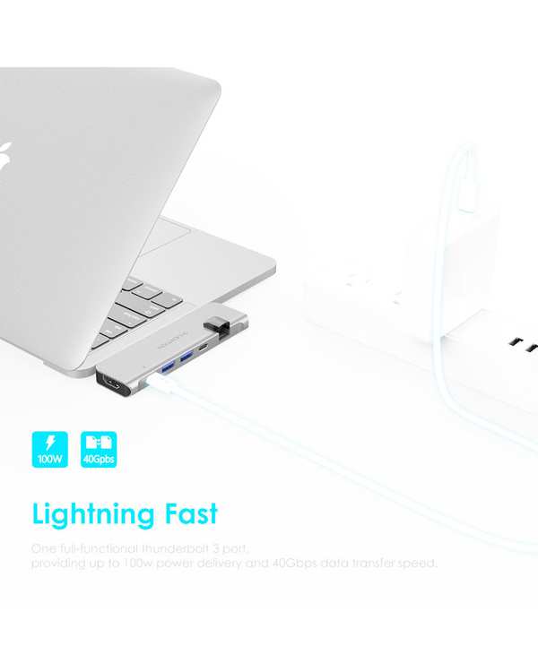 هاب 6 پورت USB-C لنشن Lention مدل CS65 نقره ای - تصویر 10