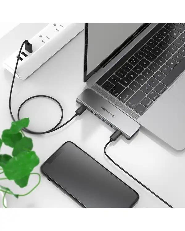 هاب 6 پورت USB-C لنشن Lention مدل CS67 خاکستری - تصویر 2