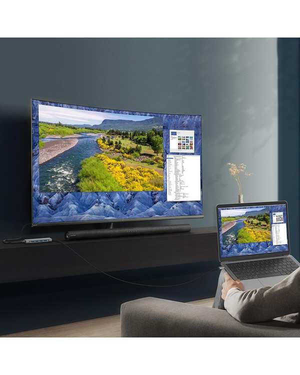 هاب 6 پورت USB-C لنشن Lention مدل C35-1M نقره ای - تصویر 2