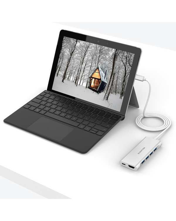 هاب 6 پورت USB-C لنشن Lention مدل C35-1M نقره ای - تصویر 3