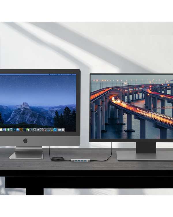 هاب 6 پورت USB-C لنشن Lention مدل C35-1M نقره ای - تصویر 4