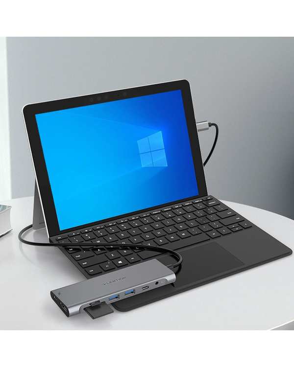 هاب 8 پورت USB-C لنشن Lention مدل C37-1M خاکستری - تصویر 4