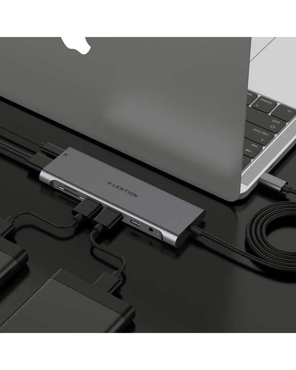 هاب 8 پورت USB-C لنشن Lention مدل C37-1M خاکستری - تصویر 5
