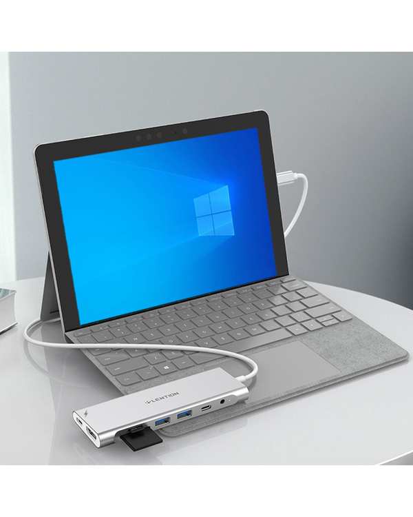 هاب 8 پورت USB-C لنشن Lention مدل C37-1M نقره ای - تصویر 4