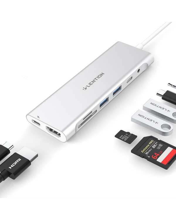 هاب 8 پورت USB-C لنشن Lention مدل C37-1M نقره ای - تصویر 6