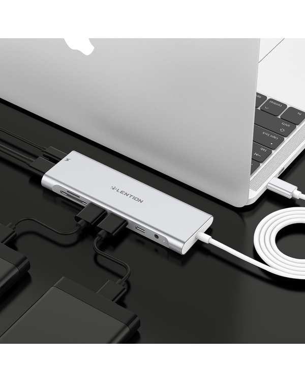 هاب 8 پورت USB-C لنشن Lention مدل C37-1M نقره ای - تصویر 7