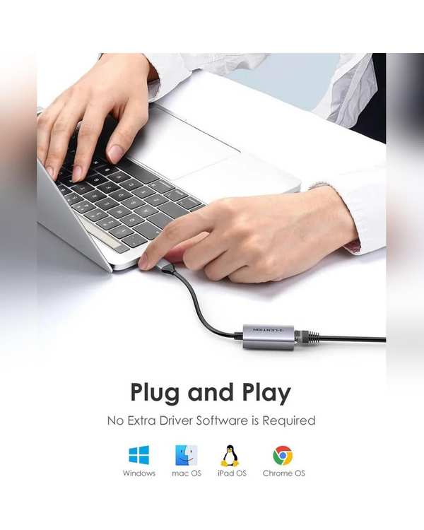 مبدل USB به RJ45 لنشن Lention مدل HU604 خاکستری - تصویر 5