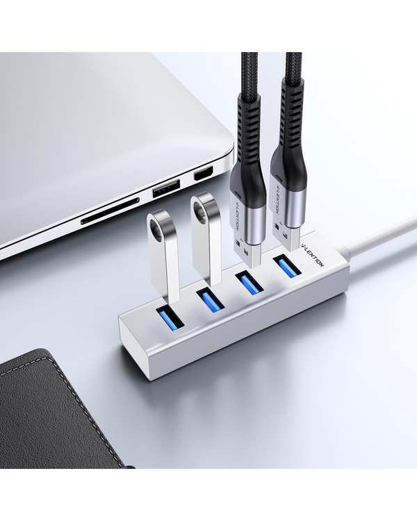 هاب 4 پورت USB-A لنشن مدل H22S نقره ای - تصویر 3