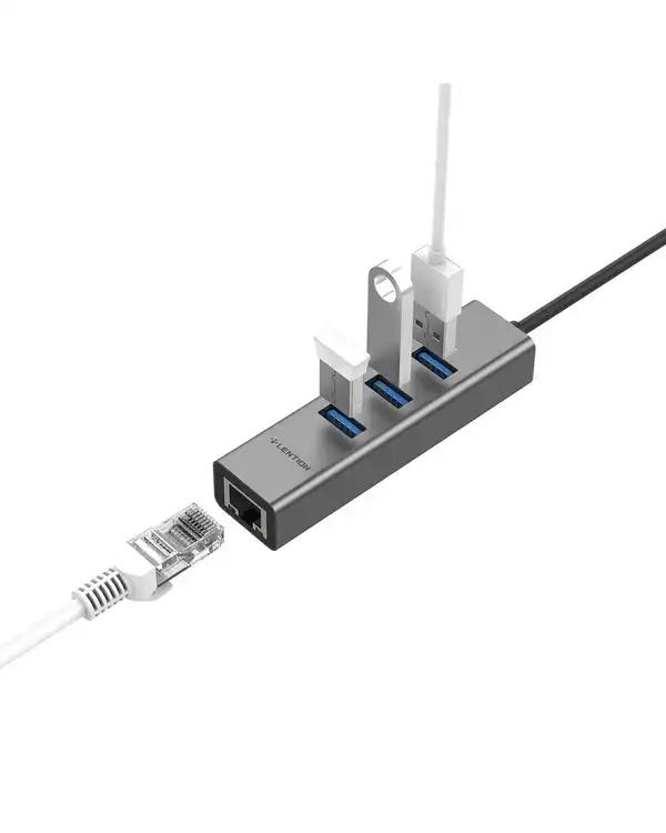 هاب 4 پورت USB-C لنشن Lention مدل H23S خاکستری - تصویر 3
