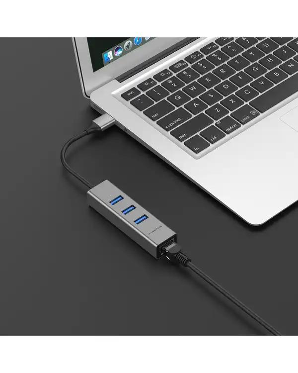 هاب 4 پورت USB-C لنشن Lention مدل H23S خاکستری - تصویر 5