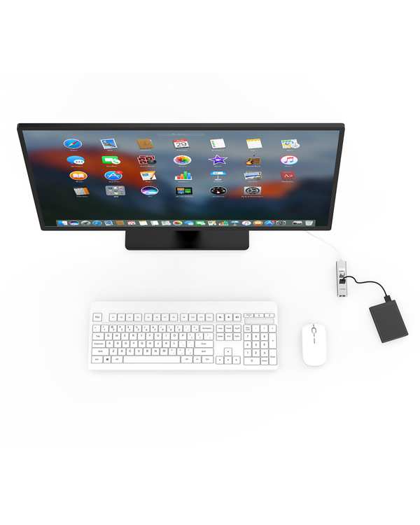 هاب 4 پورت USB-C لنشن Lention مدل H23S نقره ای - تصویر 3