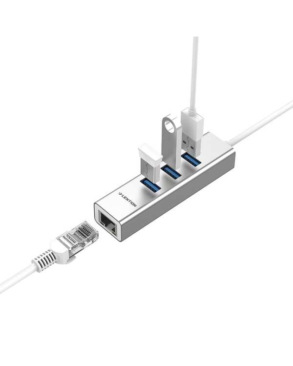 هاب 4 پورت USB-C لنشن Lention مدل H23S نقره ای - تصویر 4