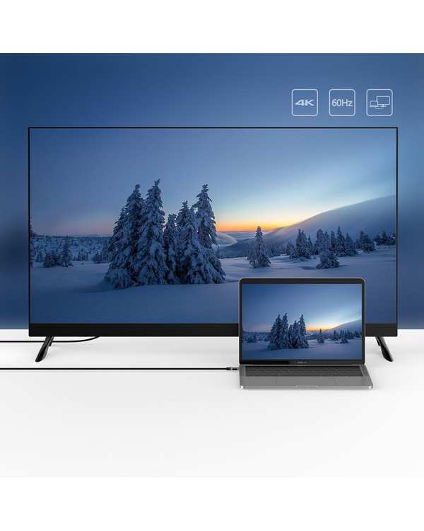 کابل تبدیل USB-C به HDMI لنشن Lention مدل CU707 طول 1.8 متر نقره ای - تصویر 2