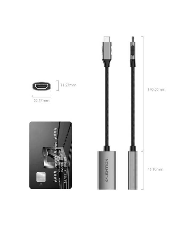 مبدل USB-C به HDMI لنشن Lention مدل CU607H خاکستری - تصویر 10