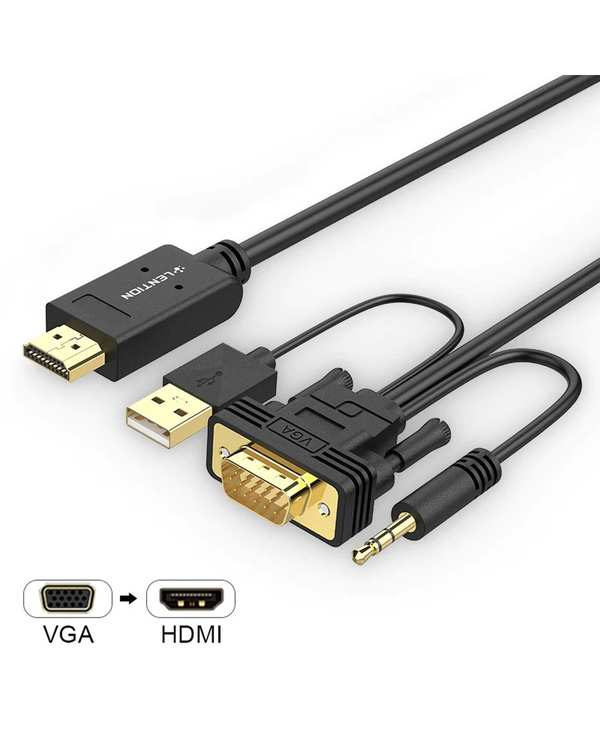 مبدل VGA به HDMI مشکی لنشن Lention مدل VC-VpaH-P1 طول 2 متر - تصویر 6
