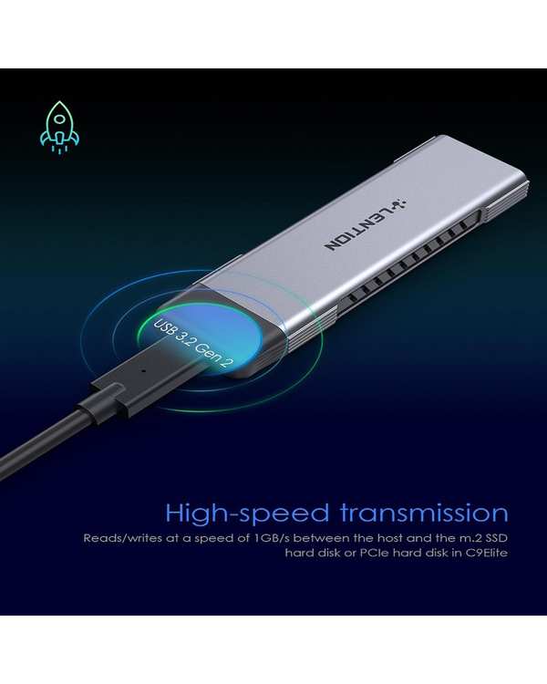 مبدل USB-C به M.2 لنشن Lention مدل C9Elite خاکستری - تصویر 3