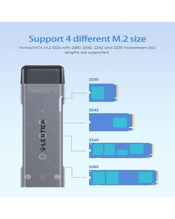 مبدل USB-C به M.2 لنشن Lention مدل C9Elite خاکستری - تصویر 4