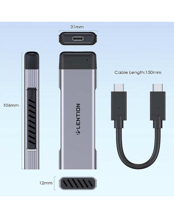 مبدل USB-C به M.2 لنشن Lention مدل C9Elite خاکستری - تصویر 11
