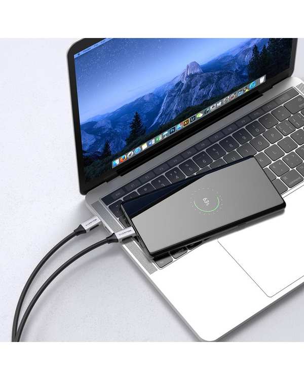 کابل تبدیل USB-C به USB-C نقره ای لنشن Lention مدل CCN-100W طول 1 متر - تصویر 4