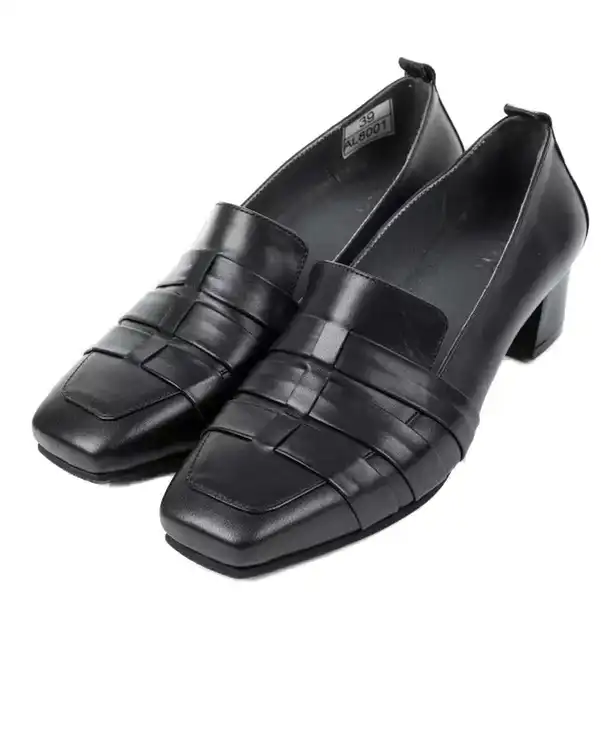 کفش چرم زنانه پاشنه بلند مشکی صاد Saad مدل AL8001