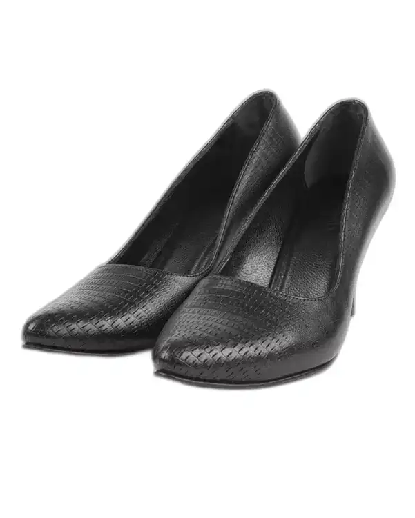 کفش چرم زنانه پاشنه بلند مشکی صاد Saad مدل SM1903
